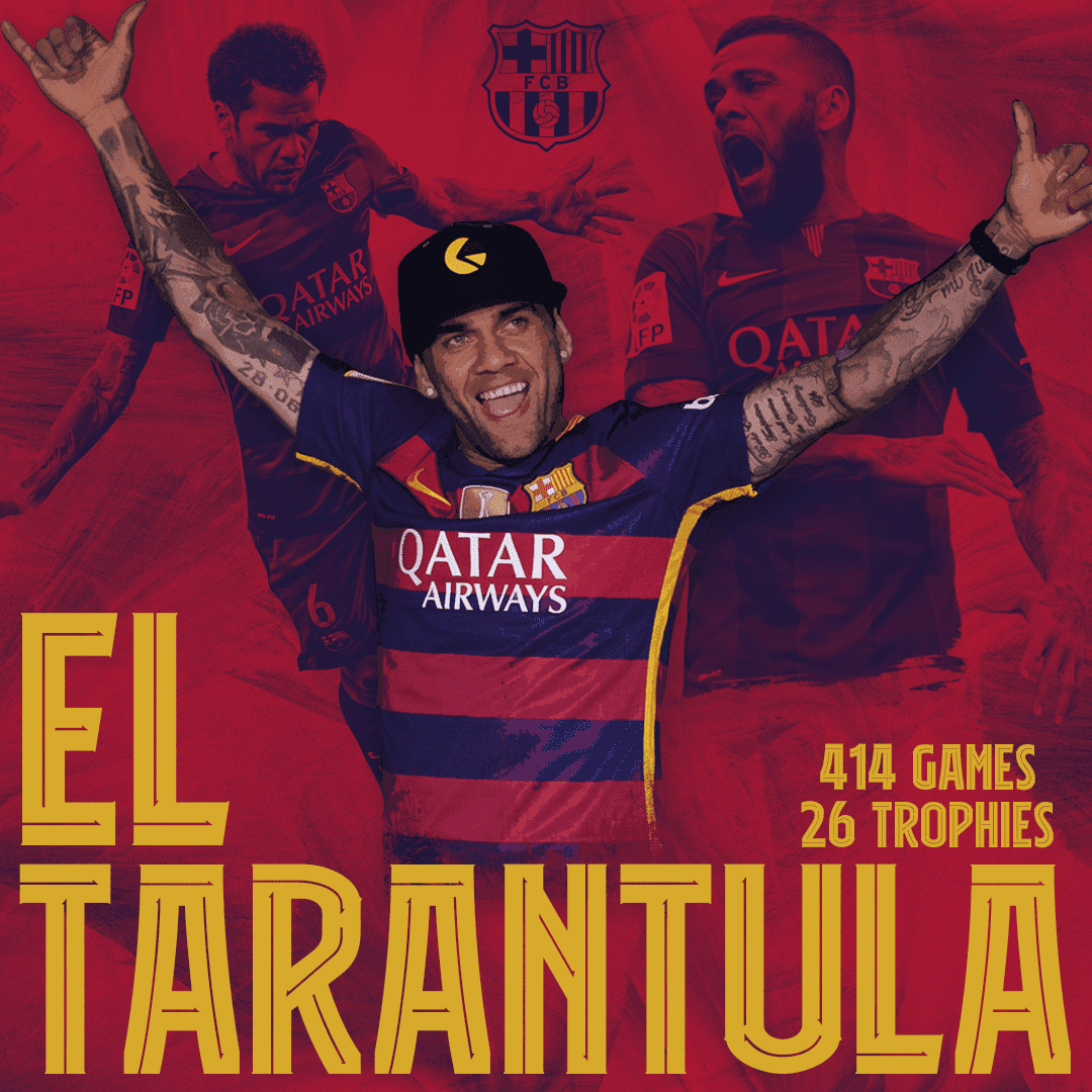 Dani Alves El Tarantula creative showing his trophy stats for FC Barcelona